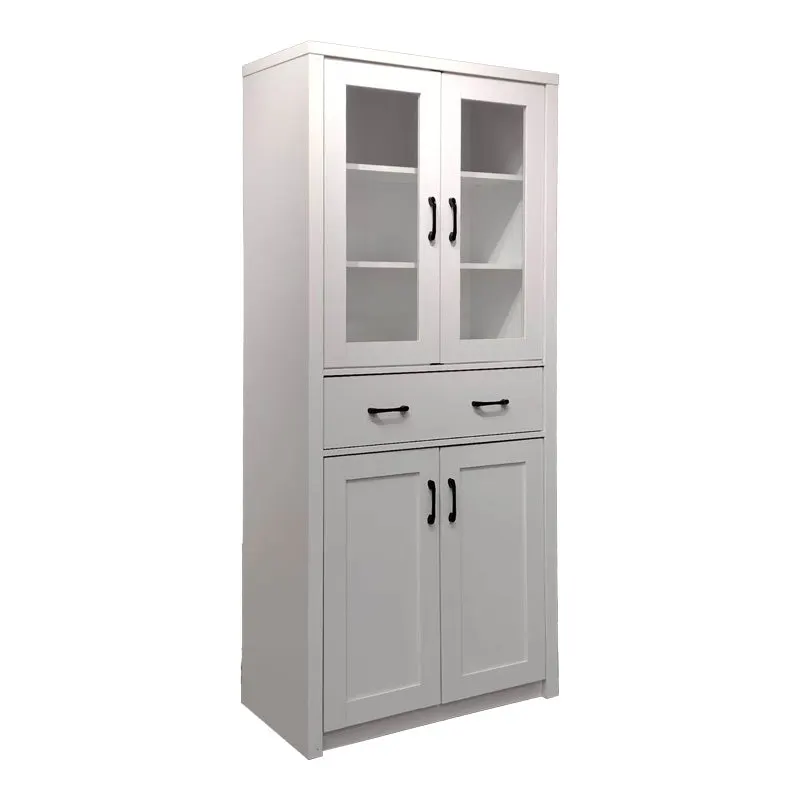 Vitrina-șifonier multifunctionala Nisso, Lemn, Alb - Stejar, 80x40x184 cm - Alb