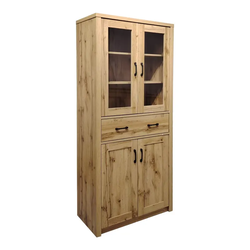 Vitrina-șifonier multifunctionala Nisso, Lemn, Alb - Stejar, 80x40x184 cm - Stejar