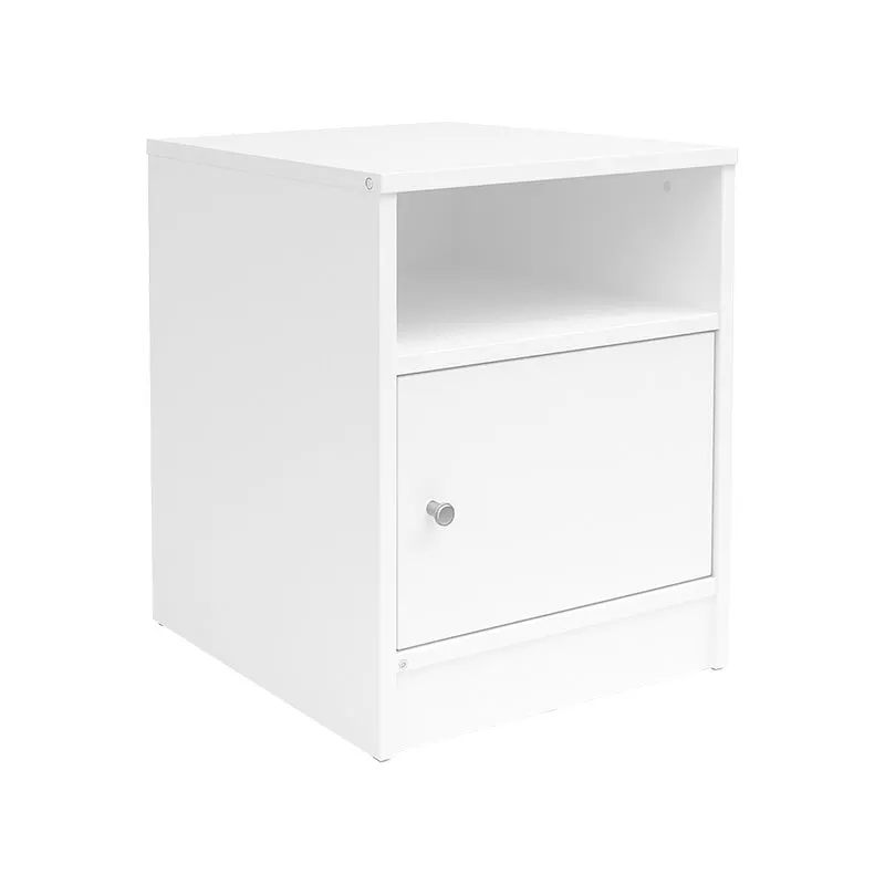 Noptiera cu dulap Foly, Lemn, Alb, 40x40x50 cm - Alb