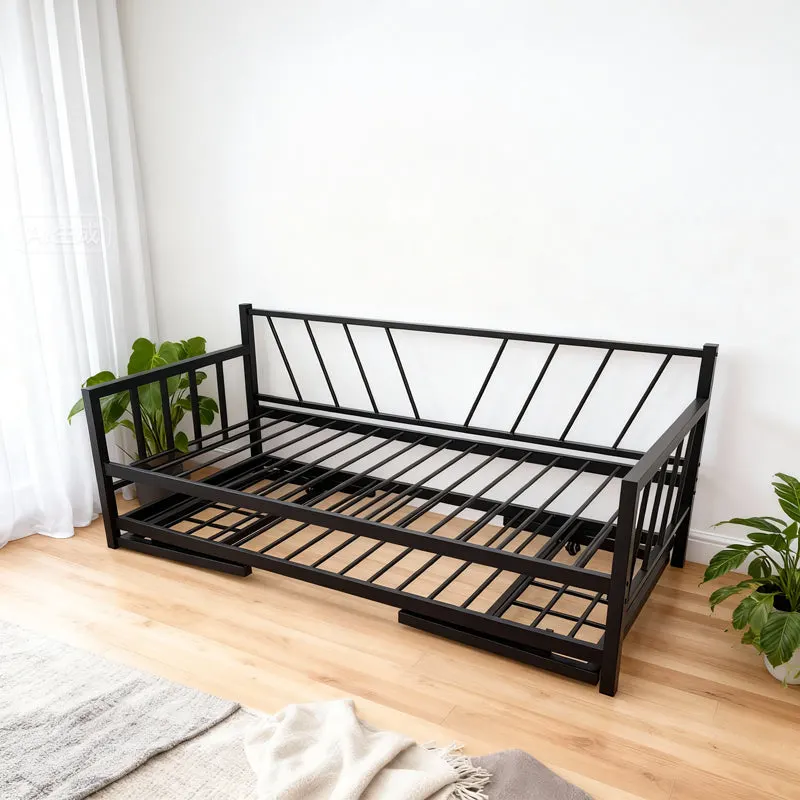 Canapea-Pat cu functie dubla Remmie, metal, Alb - Negru, 90x190 cm - Negru