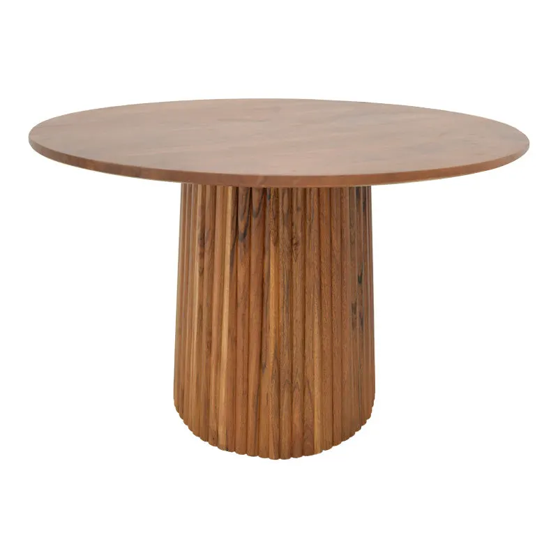 Masa rotunda din lemn masiv de acacia Tully, Lemn de Acacia, Natural - Nuc, D120x75 cm - Nuc