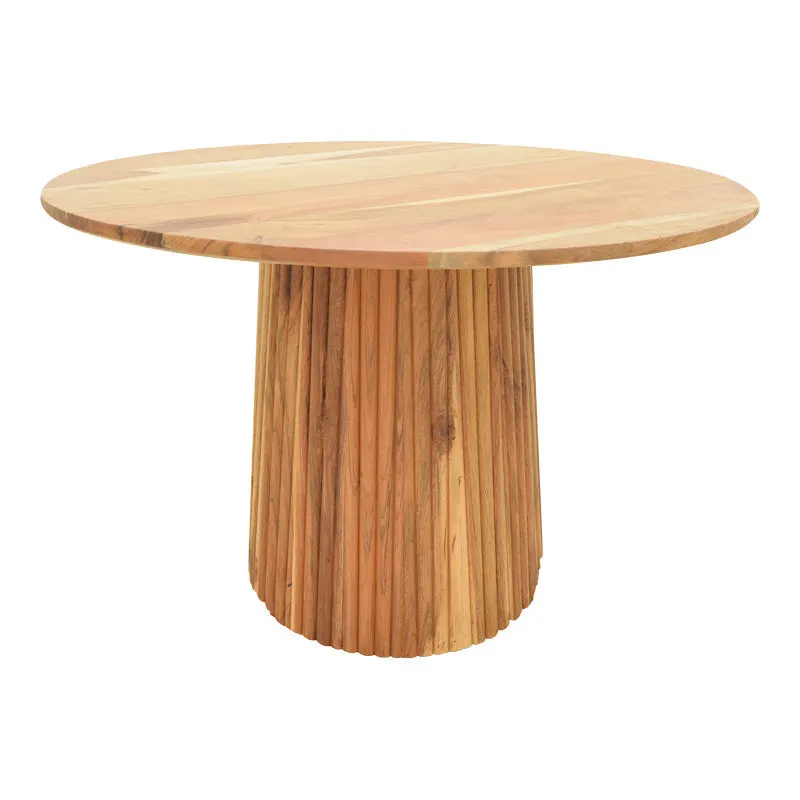 Masa rotunda din lemn masiv de acacia Tully, Lemn de Acacia, Natural - Nuc, D120x75 cm - Natur