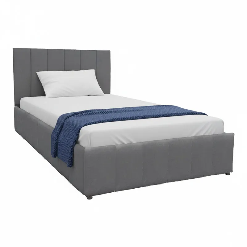 Pat cu spatiu de depozitare Snuggle, Catifea, Antracit - Gri, 120x200 cm - Antracit