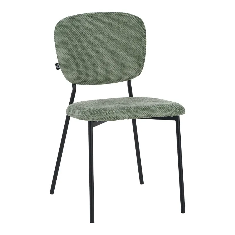 Scaun, Bouclé, Verde Masliniu, metalic Negru, 48x53x82 cm - Verde
