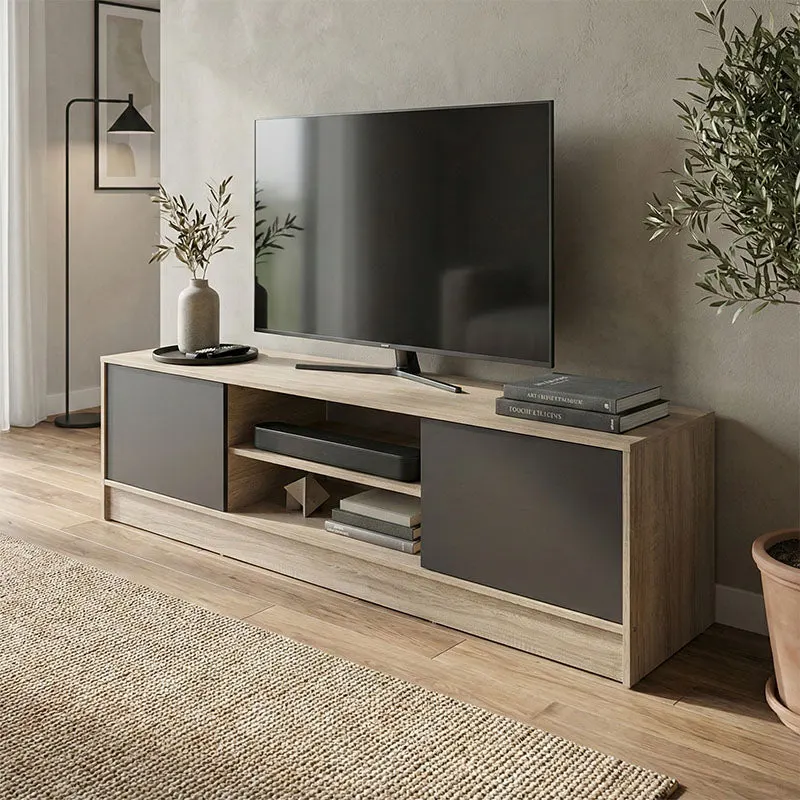 Comoda TV Sasa, Pal melaminat, 150x35x42 cm - Sonoma-Antracit