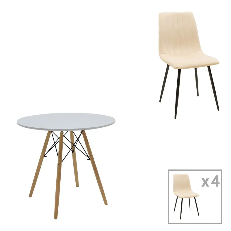 Set masa si scaune 3 piese Julita-Noor, Negru, 80x80x73 cm - Negru