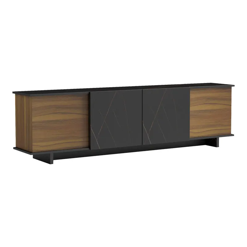 Comoda Tv Zafore, nucului cu blat din marmura, neagra, 180x33x50 cm - Nuc