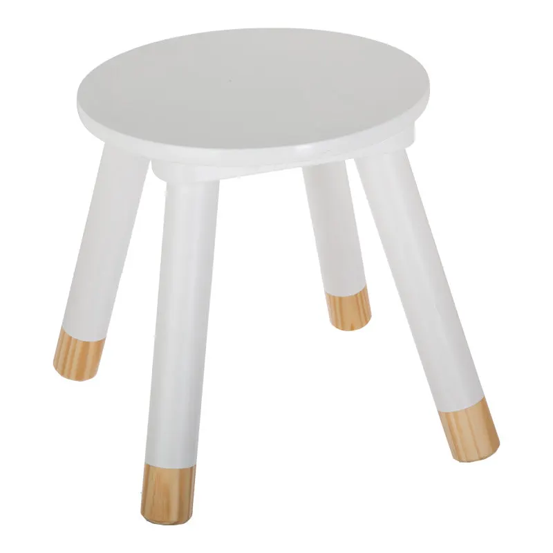 Scaun pentru copii Kevou, Lemn de pin, Alb-Natural, 24x24x25 cm - Alb