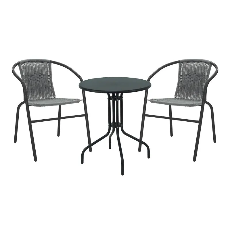 Masă de sufragerie Vergo-Obbi din metal, negru, D60x70 cm - Negru