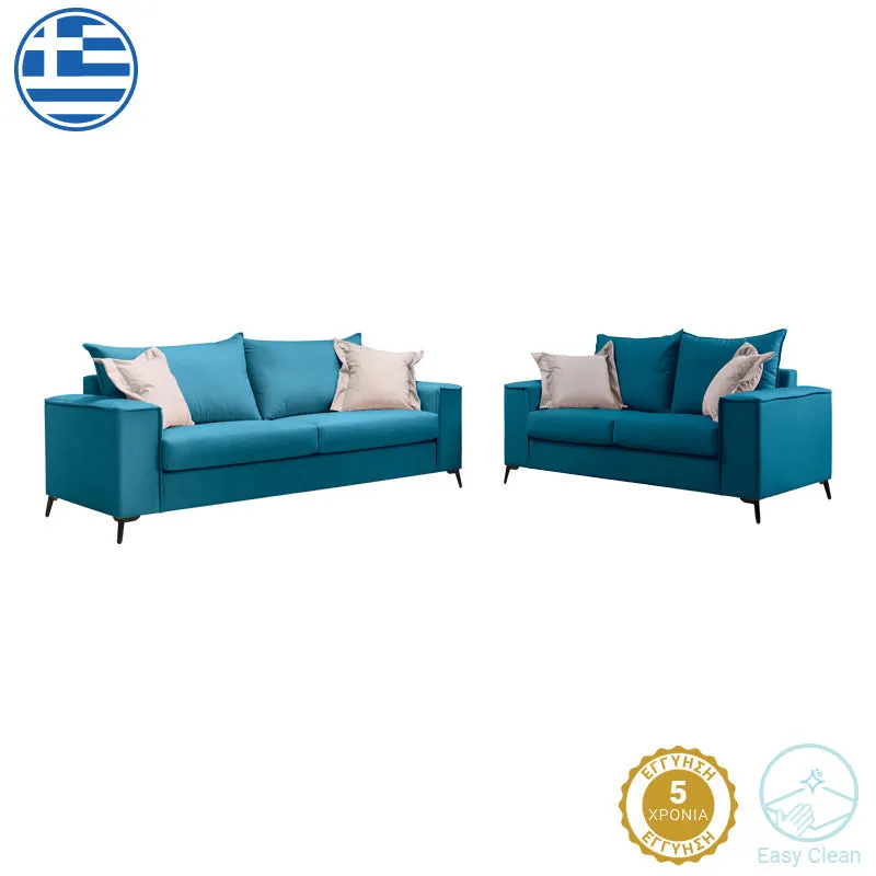 Set 2 canapele cu 2 locuri Verona x2, Albastru, 225x93x100 cm - Albastru