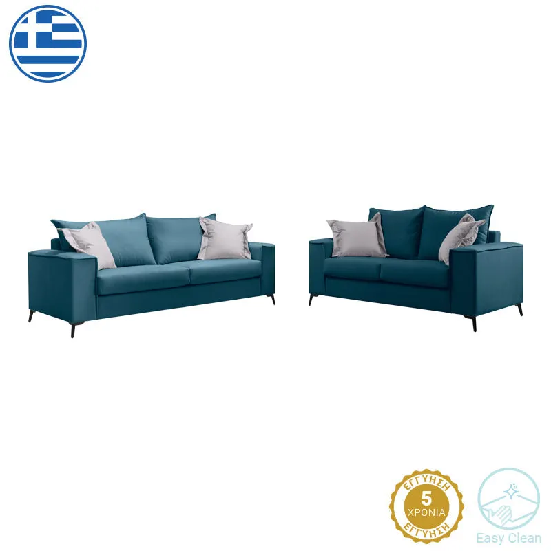 Set 2 canapele cu 2 locuri Verona x2, Gri deschis, 225x93x100 cm - Gri