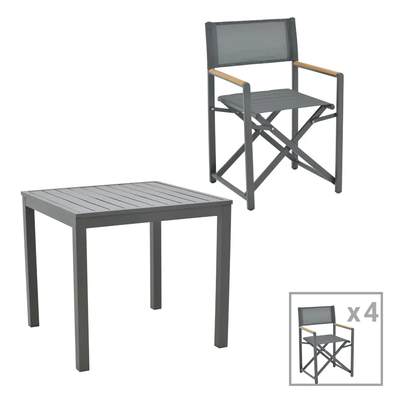 Set masa si scaune 5 buc de gradina Mabu-Kliton, Antracit, 80x80x74 cm - Antracit