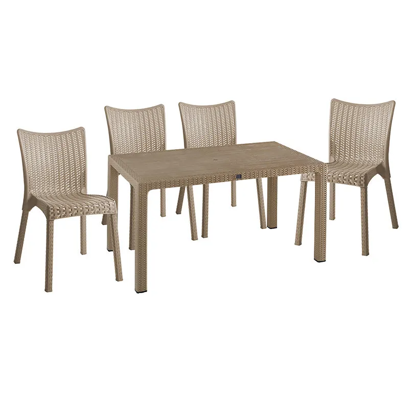 Set de gradina masa si scaune Explore, Confident set 5 piese, cappuccino, 150x90x73 cm - Bej