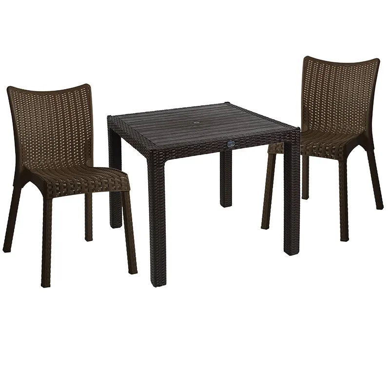Set de sufragerie Explore-Confident set 3 bucati, maro, 90x90x74 cm - Maro