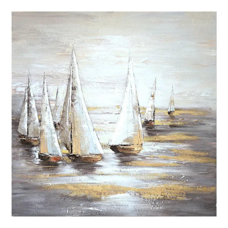 Tablou canvas Sailer, Gri, 100x100 cm - Multicolor