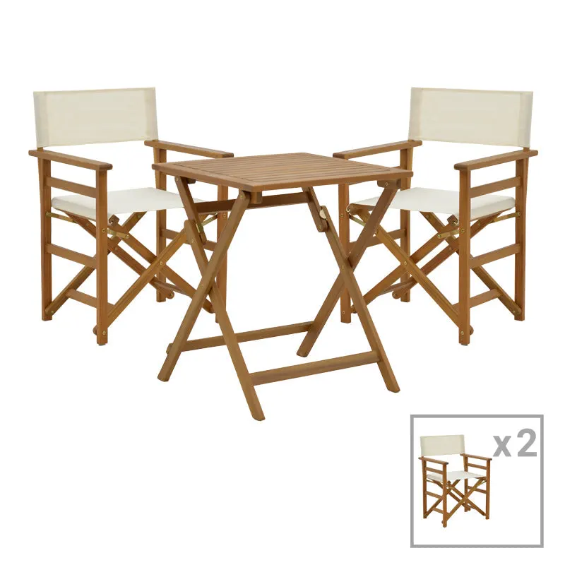 Sufragerie Bistrual-Perdu set 3 rabatabile lemn masiv de salcam, Natur, 60x60x72 cm - Natur