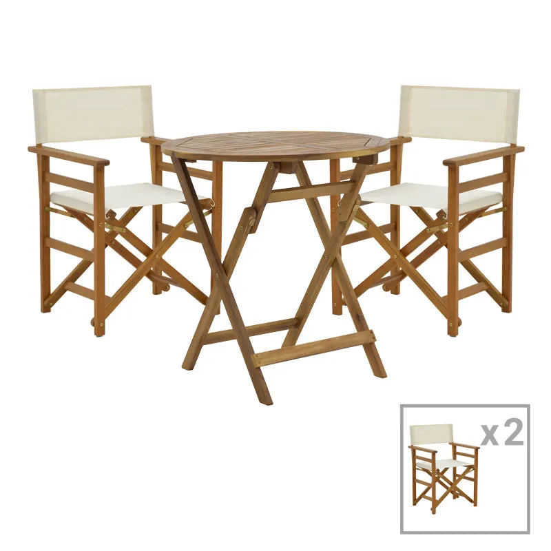 Sufragerie Bistrual-Carpuva set 3 rabatabile lemn masiv de salcam, Natur, D70x74 cm - Natur