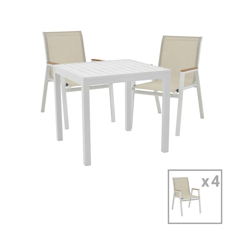 Set de sufragerie Azelie-Kliton set de 5 Gri-aluminiu, alb, 77x55x94 cm - Alb