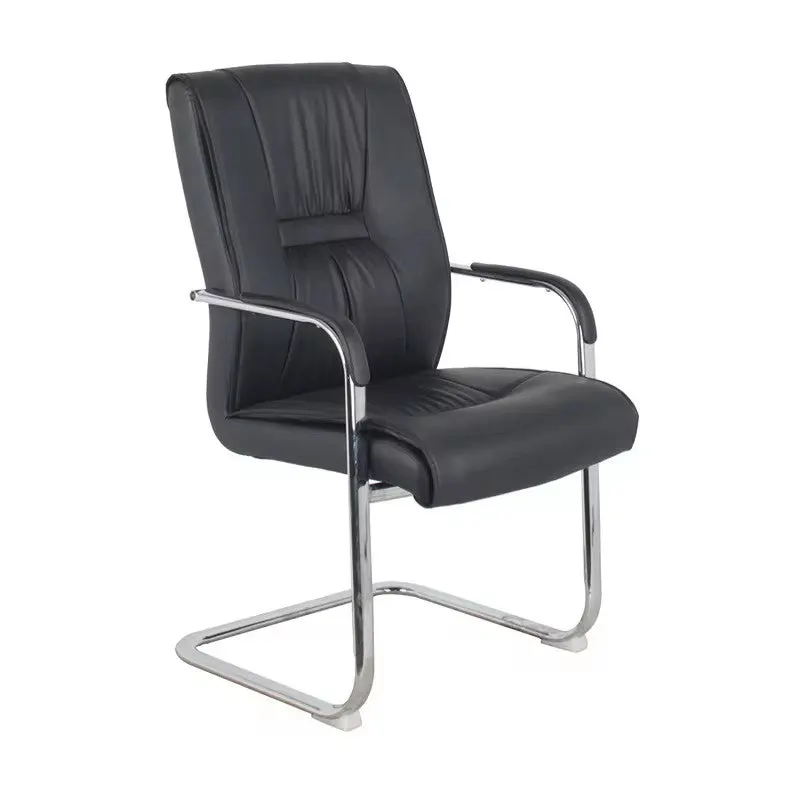 Scaun stivuitor pentru oaspeti Nioze picior negru pu-crom, 57x50x95 cm - Negru