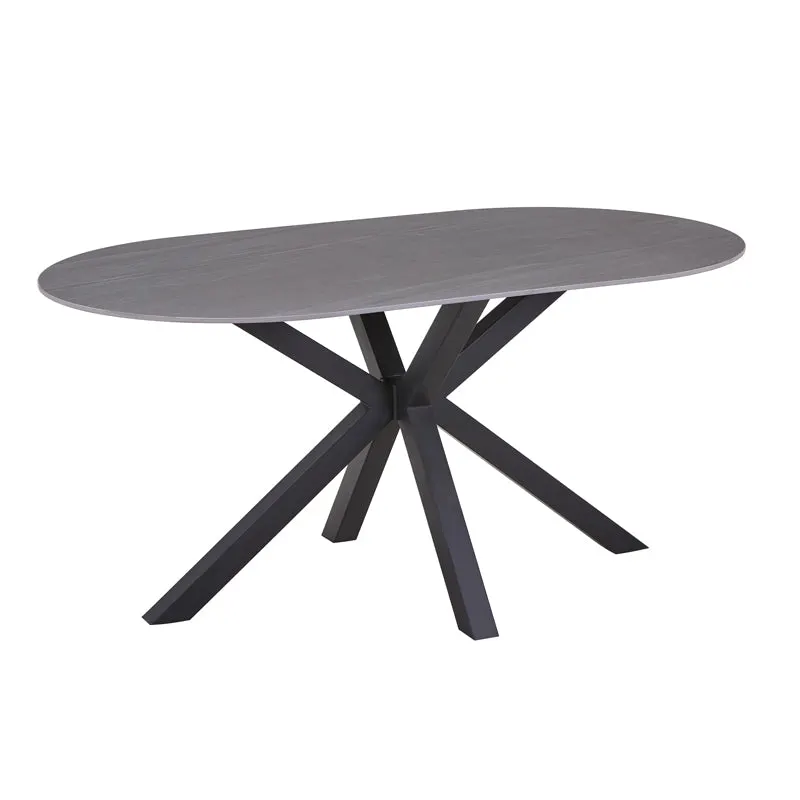 Masa Makrey ceramica marmura gri metal, negru, 160x90x75 cm - Gri