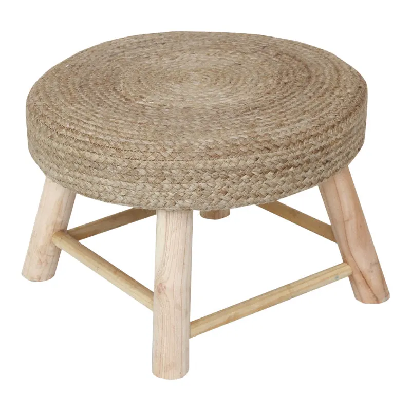 Scaun Bosco din lemn de iuta si eucalipt, Natural, D45x40 cm - Natur
