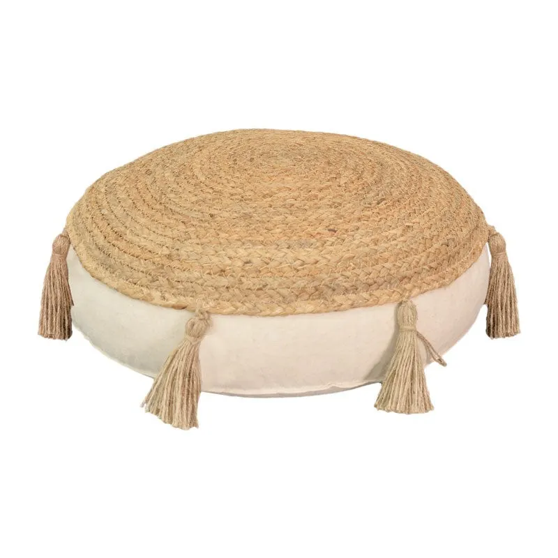 Puff scaun perna lefon, Natural-Crem, D40x8 cm - Natur