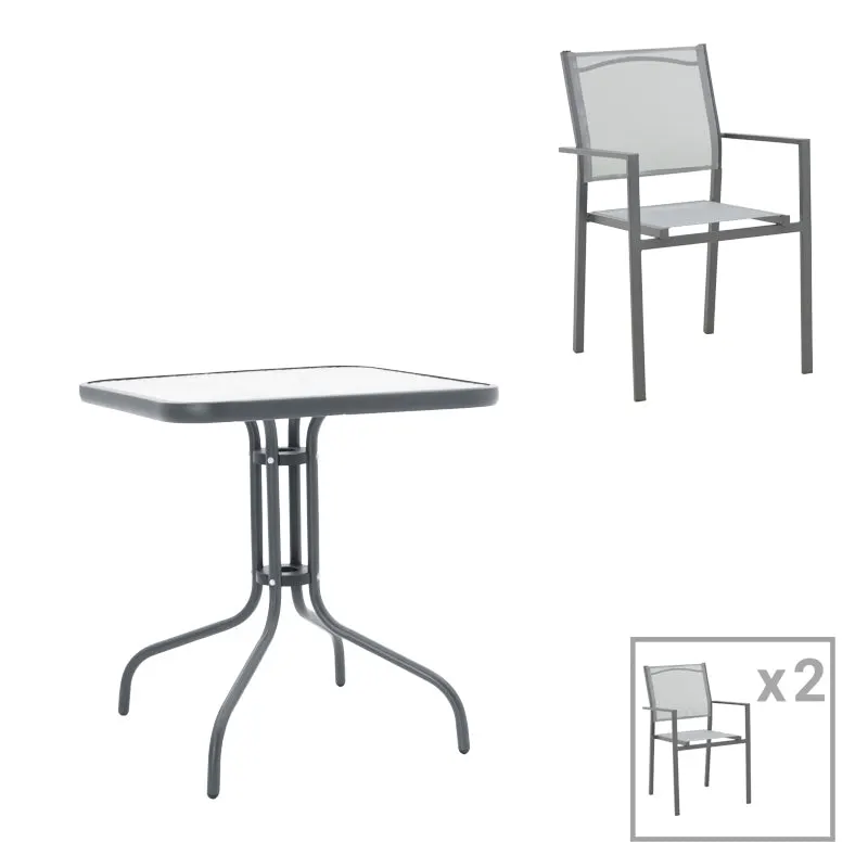 Masa Watson-Confidence set 3 metal, gri, 70x70x70 cm - Antracit