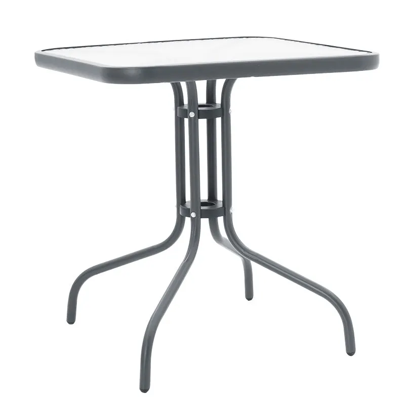 Masa exterior Watson din metal gri inchis - sticla, 70x70x70 cm - Gri