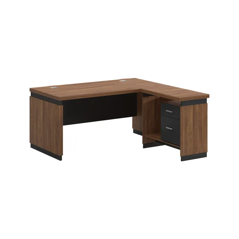 Birou reversibil Oscar, nuc- gri, 160x80x76 cm - Nuc