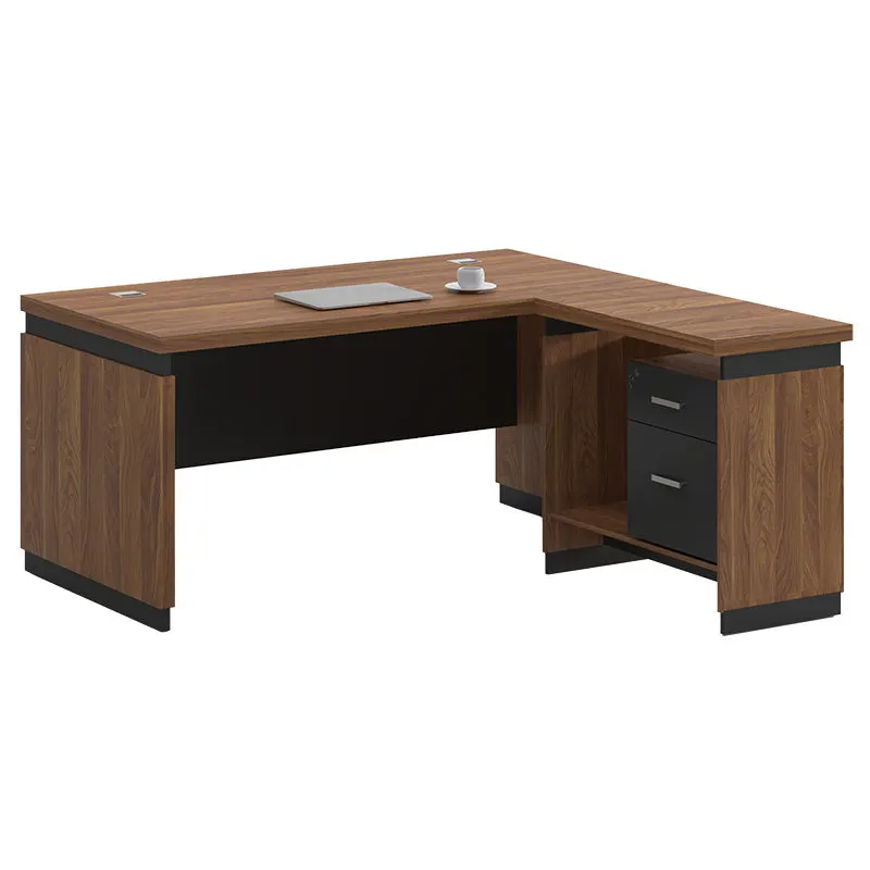 Birou reversibil Oscar, nuc- gri, 180x170x76 cm - Nuc