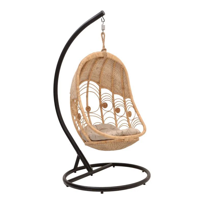 Balansoar cu picior de gradina Labreone Boho, Natural, 82x82x200 cm - Natur