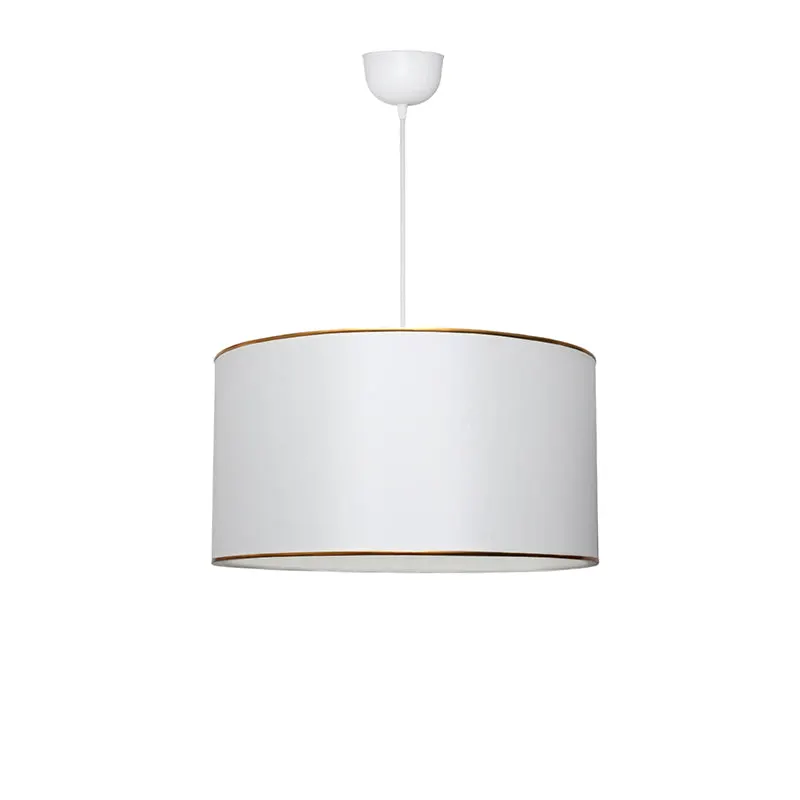 Lustra PWL-1091, metal si textil, D38x21 cm - Alb-Auriu