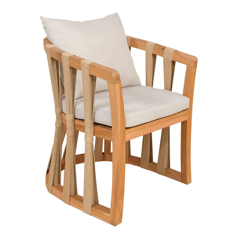Fotoliu Morani lemn de tec schelet si tesatura, Natural, 61x66x75 cm - Natur
