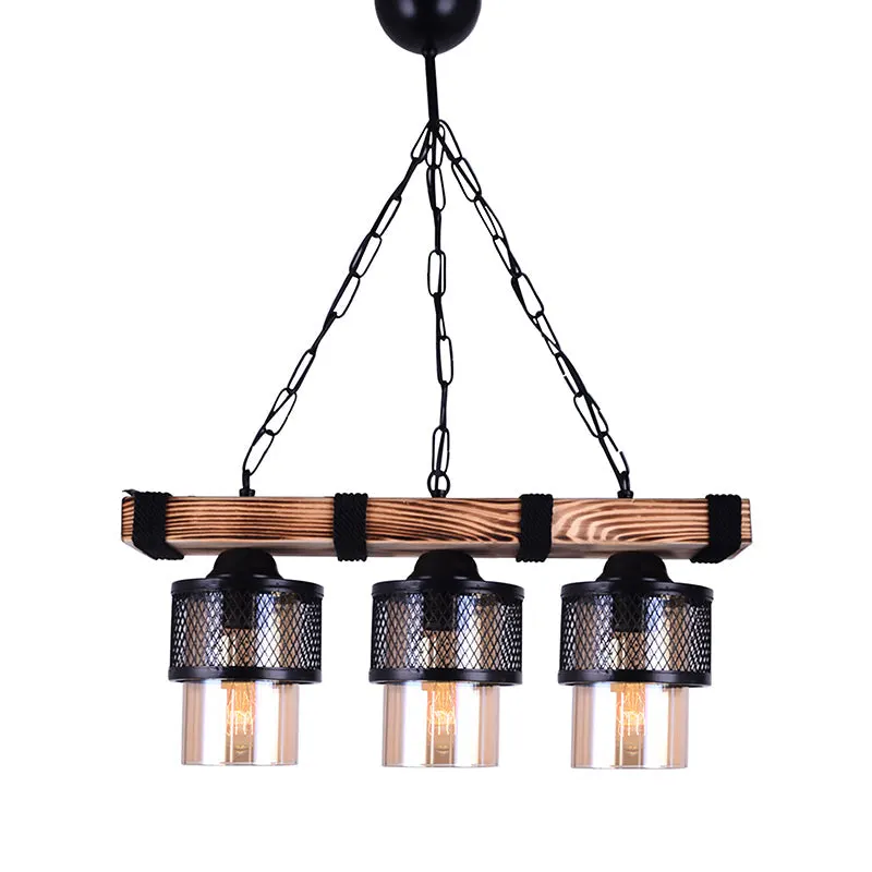 Lustra cu 3 lumini PWL-1046, negru-nuc, 50x15x65 cm - Negru