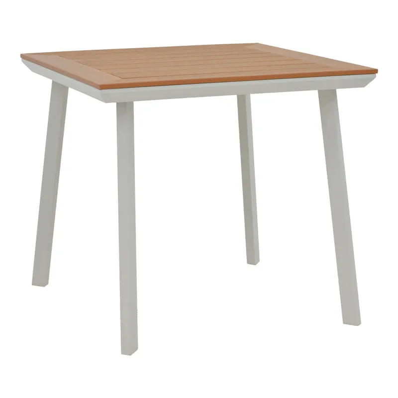 Masa Synergy aluminiu alb-placaj, Natural, 80x80x74 cm - Alb