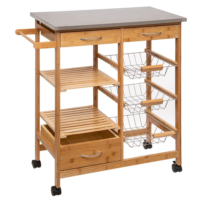 Caruicior cu 7 niveluri Esla bambus, alb Natural, 74x37x86 cm - Natur