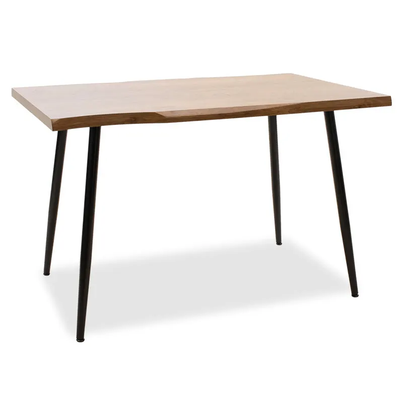 Masa de sufragerie neve MDF nuc - picioare metalice, negre, 120x80x75 cm - Nuc