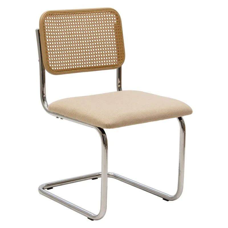 Scaun Lusy pe baza din material, bej-crom, 50x55x82 cm - Bej