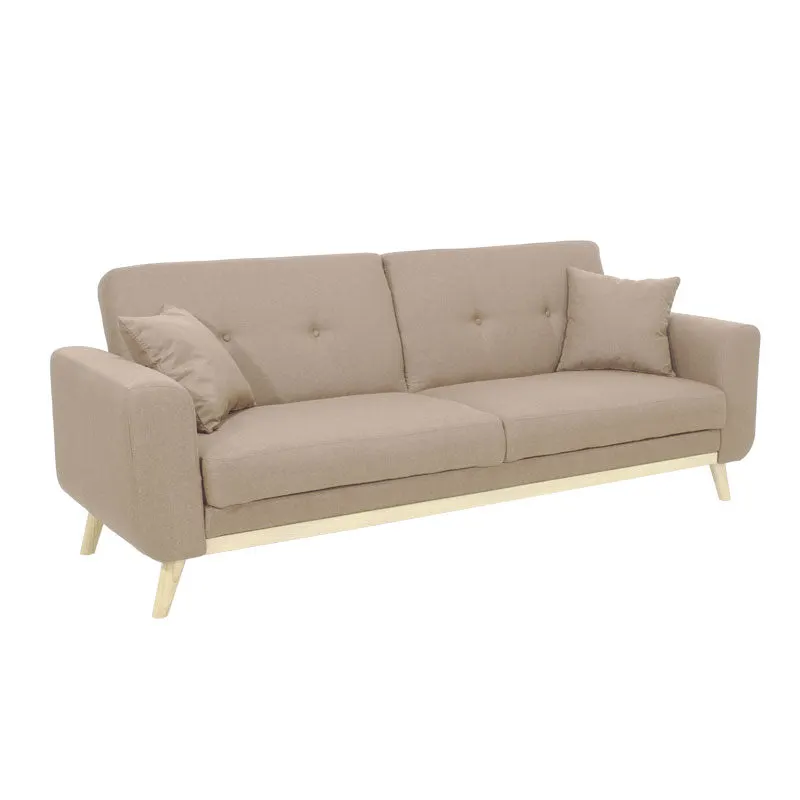 Canapea extensibila Carmelo - stofa, bej, 214x80x86 cm - Bej