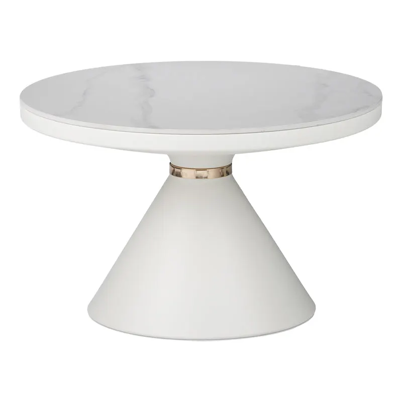 Masuta de cafea Coozlin metal marmura, alba, D70x40 cm - Alb
