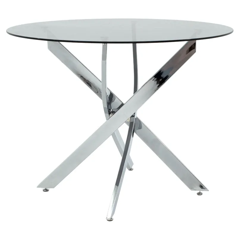 Masa Antoro cu blat din sticla, Diverse culori, D100x75 cm - Argintiu