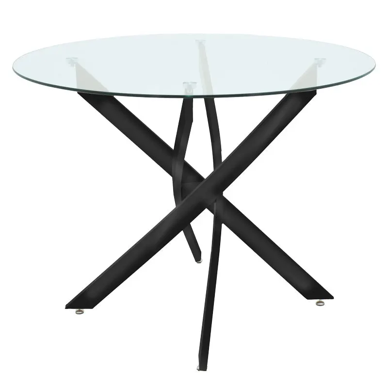 Masa Antoro cu blat din sticla, Diverse culori, D100x75 cm - Negru