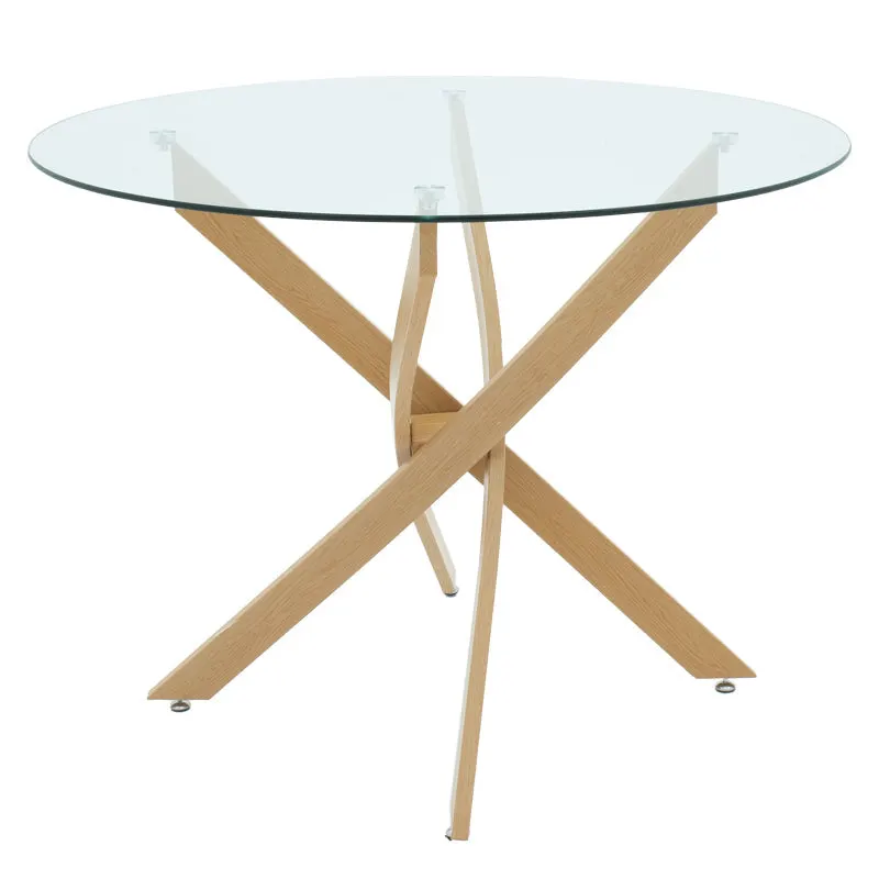 Masa Antoro cu blat din sticla, Diverse culori, D100x75 cm - Natural