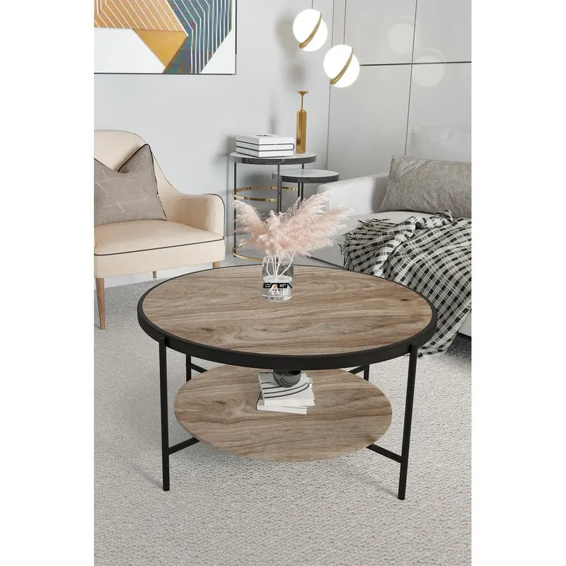 Masă de cafea Oslo Mirosa, pin antic, negru, fume-alb, 75x75x45 cm - Antique Pine