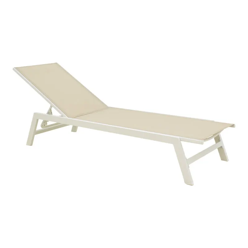 Sezlong Boka, Aluminiu si textilena, 60x192x31 cm - Alb-Bej