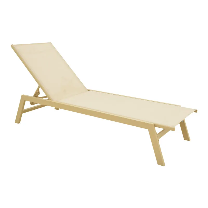 Sezlong Boka, Aluminiu si textilena, 60x192x31 cm - Cappuccino-Champagne