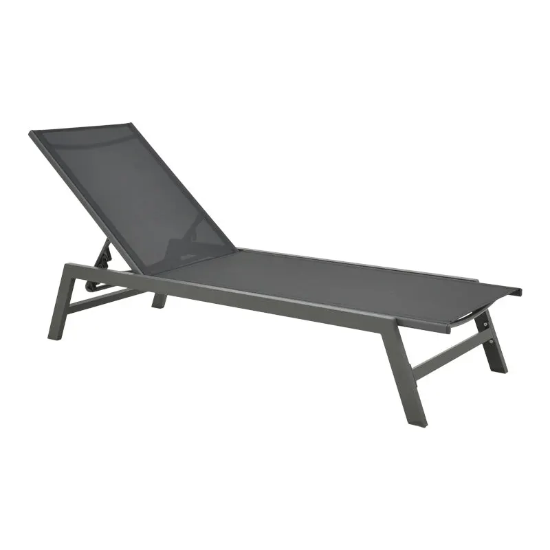 Sezlong Boka, Aluminiu si textilena, 60x192x31 cm - Negru
