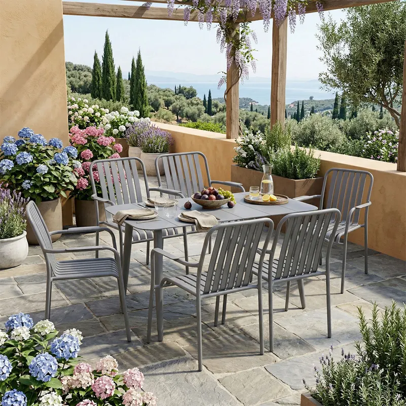 Set de sufragerie exterior Heven Vista, 7 piese, 120x70x72 cm - Antracit
