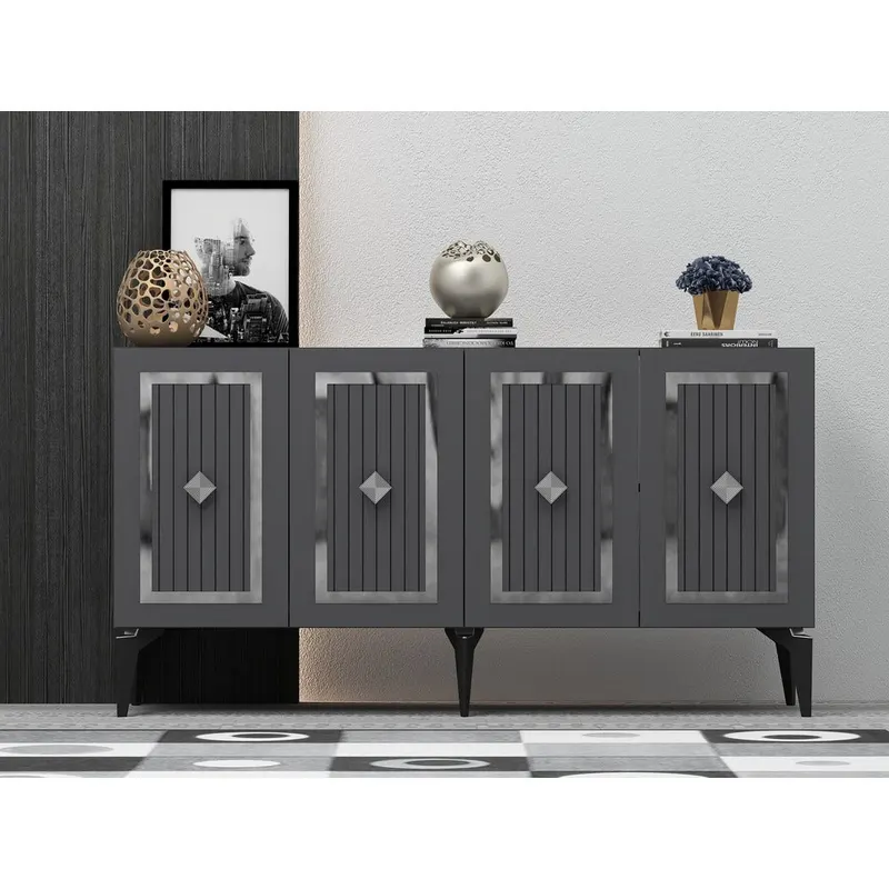 Consola Nora Olivia, alb - argintiu - antracit - argintiu, 150x40 cm - AnthracitenSilver