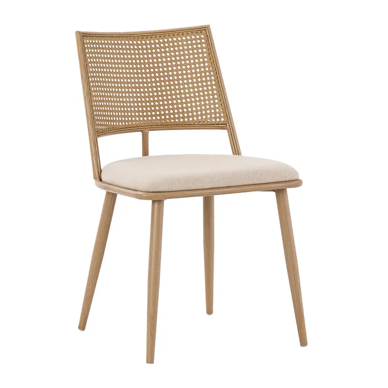 Scaun Giulia rattan textil, Bej - Gri inchis, 49x52x80 cm - Bej